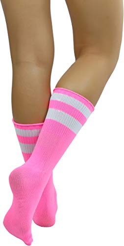 Image of ToBeInStyle Women's Acrylic Ankle Hi With Double Stripe Top Crew Fun Athletic Socks