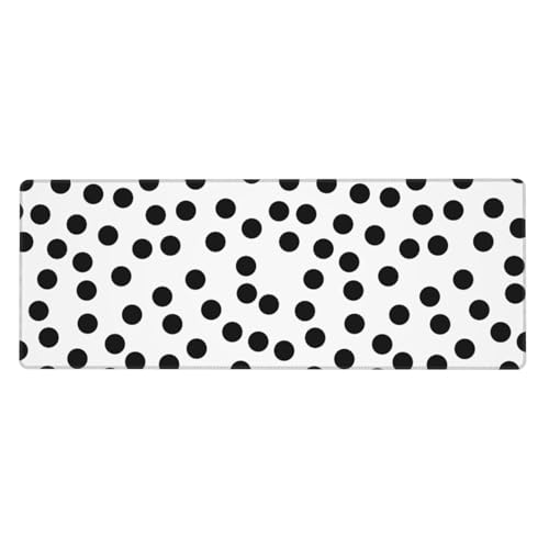 Tapis de souris pour ordinateur portable et clavier de bureau imprimé pois noirs