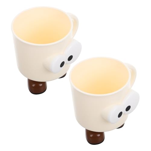 Toyvian 2 Tazze per Risciacquo con Manico in Plastica Infrangibile Porta Spazzolino da Denti con Personaggi Cartoni Animati Tazze da Bagno Grandi per Igiene Orale Indipendente