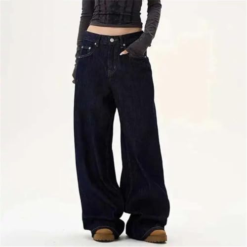Men's American Style Denim Pants Solid Color Straight Trousers Wide Leg Loose Jeans2