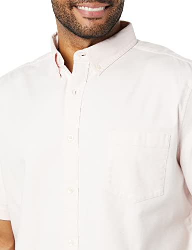 Amazon Essentials Men's Regular-Fit Short Sleeve Stretch Oxford Shirt with Pocket, Pale Pink, Large - image 6