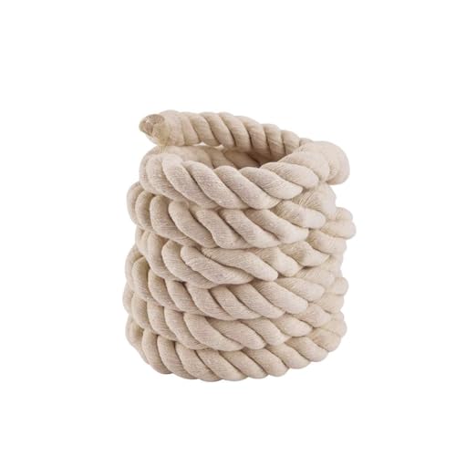 Faxco Natural Twisted Cotton Rope Strong Triple-Strand Rope for Sports Crafts Indoor Outdoor Use Tug of War