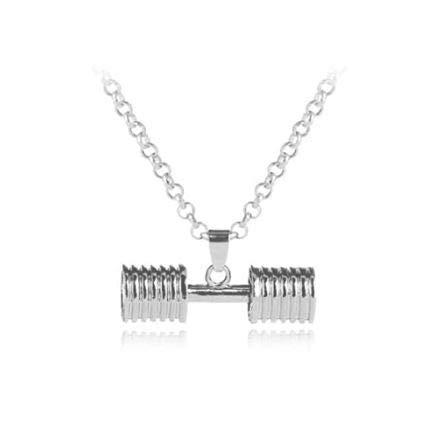 TBOP Geometric Sports Fitness Barbell Alloy Silver Necklace for Unisex