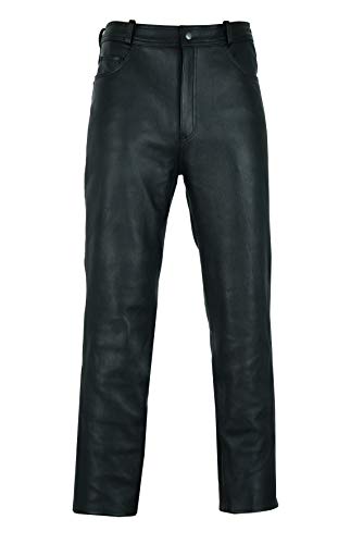 Arian Men's Black Classic 5 Pocket Casual Motorcycle Cowhide Leather Pant