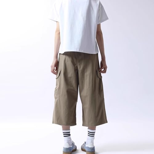 Women's Cargo Capri Pants Baggy Knee Length Long Wide Leg Button Waist Y2K Shorts Summer Casual2