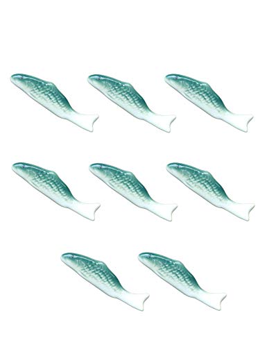 Mini Ceramic Green Fish Chopsticks Rest Dinner knife Spoon Fork Holder Stand Decorative Tableware Set of 8