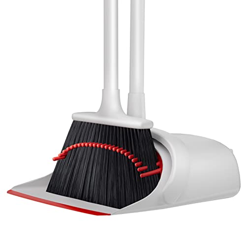 Image of Broom and Dustpan Set, Broom and Dustpan Set for Home, Dustpan with 52 inch Long Handle Broom Combo Set, Standing Dustpan and Broom Set for Home Kitchen Room Office Lobby Floor Cleaning