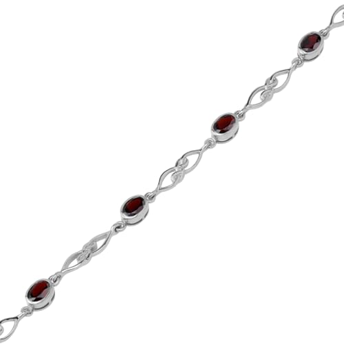 Image of Silvershake Birthstone Gemstones White Gold Plated or Yellow Gold Plated 925 Sterling Silver Scroll /Filigree Celtic Knot Weave 7.25 to 8.75 Inch with Adjustable Extension Bracelet Jewelry for Women