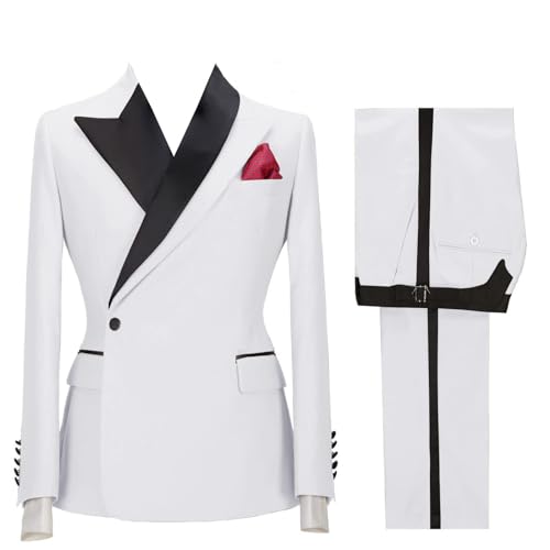 Men's Suit 2 Pieces Slim Fit One Button Wedding Tuxedo Peak Lapel Formal Business Suit Casual Groom Jacket Pants Set