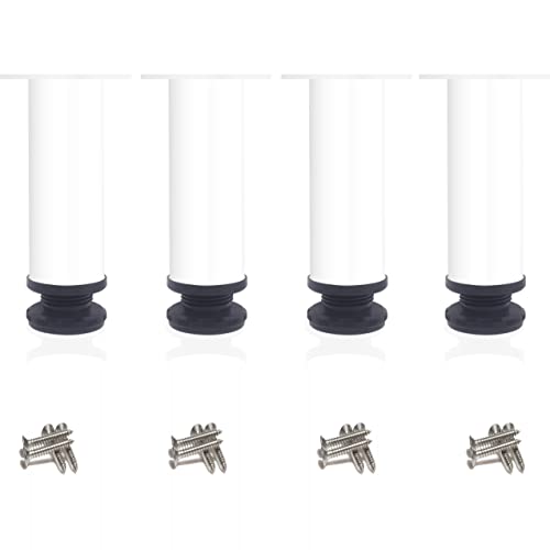 Drenky Pieds de Meuble 4 Pieds, Pied de Table 15cm Blanche Pied Reglable pour Meuble en Hauteur Fabriqué en Acier Inoxydable, Hauteur Réglable de 0 à 15 mm, Livré avec des Vis en Acier Inoxydable