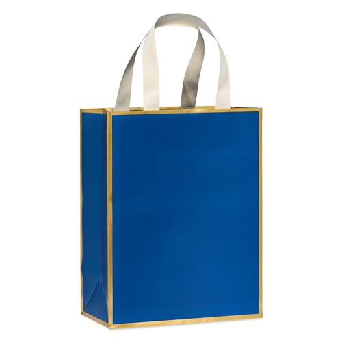 Image of Papyrus 13 inch Large Gift Bag (Blue and Gold) for Christmas, Birthdays, Weddings, Anniversaries and All Occasions (1 Bag)