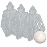 Maxie & Nova 3 Pack Disposable Rain Ponchos for Adults - Includes One Carrying Case Keychain Perfect for Travel