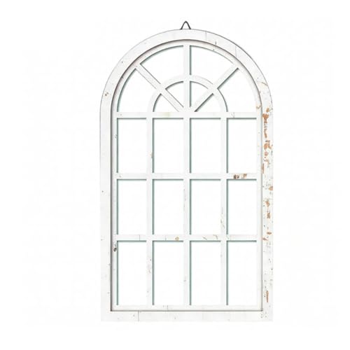 Miroir mural arche bois blanc pour illuminer un salon sombre et masquer les défauts