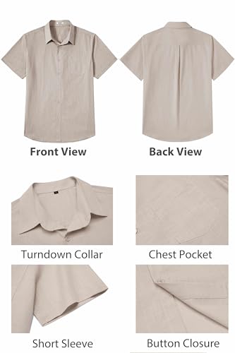 Image of COOFANDY Men's Button Down Short Sleeve Shirt Casual Cotton Summer Beach Wedding Linen Shirts with Pocket