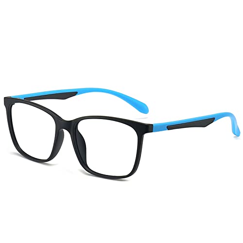 Image of ANRRI Blue Light Blocking Glasses Anti Eyestrain Lens Lightweight Frame Eyeglasses Black Blue Frame Men /Women