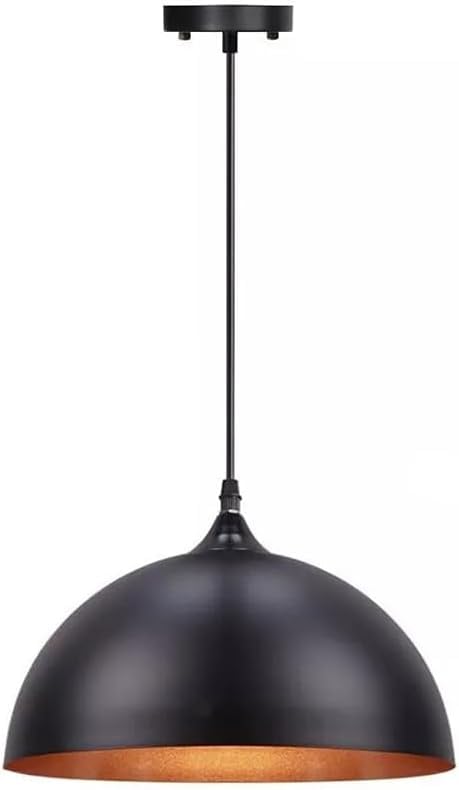Lámpara de cocina negra contra zonas oscuras en la isla del comedor con diseño retro