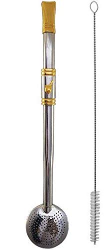 Bomba Chimarrão aço inox ouro relevo Cuia 24 cm