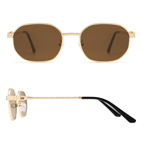 Retro Oval Sunglasses for Women Y2k 90s Sunnies Trendy Narrow Small Metal Sun Glasses AP37263