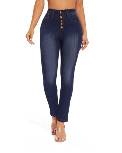 KIWI RATA High Waisted Jeans with Pockets, Boyfriend Butt Lifting Stretch Jeans, Casual Denim Skinny Y2K 90s Pants4