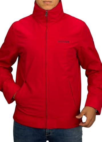 Tommy Hilfiger Water Resistant Regatta Full Zip Men's Jacket (US, Alpha, Medium, Regular, Regular, Primary Red)