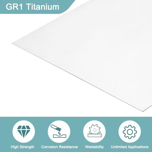 QUARKZMAN 1Stück GR1 Titaniumplatte Blech 200x200x0.5mm Titaniumlegierung Metallblech Für Industriemaschinen Metallbearbeitung (8x8x0.02)