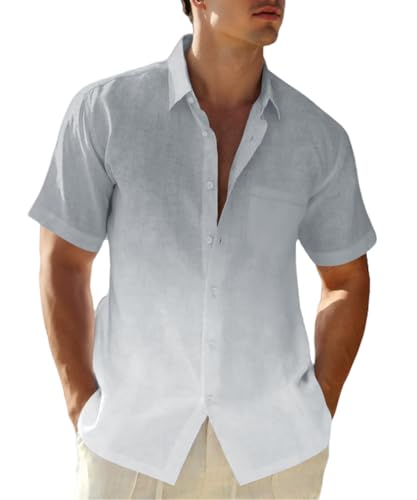 XINGCOOL Men's Linen Casual Button up Shirt Gradient Loose Fit