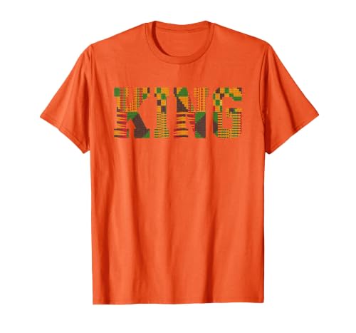 African King Art for Boys Men Afro Kente Cloth African Print T-Shirt, Men, Orange, Large