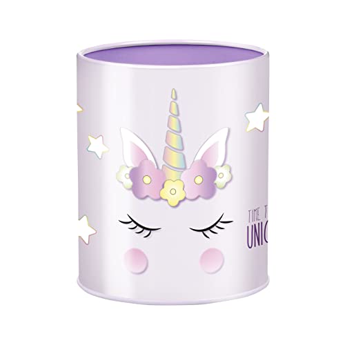 Viquel - Pot à crayons en métal Licorne - Pot à crayons de bureau pour enfant - Violet