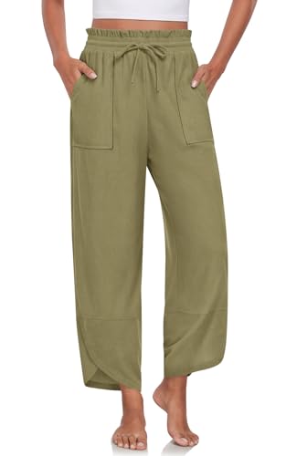 Anyhold Womens Baggy High Waisted Wide Leg Lounge Pants Drawstring Casual Palazzo Pants Trousers with Pockets2