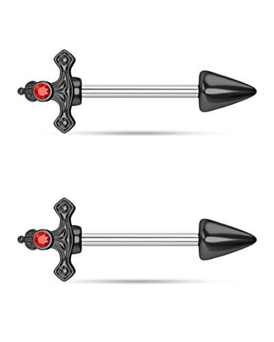 CM Crareesi Mania Dagger Nipple Rings - 316L Surgical Steel 14 Gauge Goth Piercing Jewelry