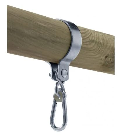 GigiToys® Gancho para columpio de madera redonda de 120 mm de diámetro, gancho para columpio, gancho para columpio, suspensión, fijación, abrazadera de columpio, hamaca en vigas de madera redondas