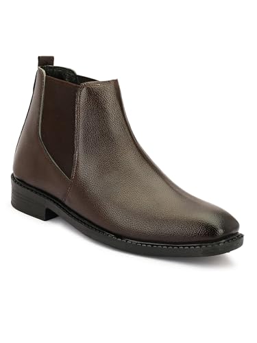 Image of HERMIZ Men's Chelsea Boots | Handcrafted | High Ankle Boot| Comfortable Formal Office & Casual Wear Shoes