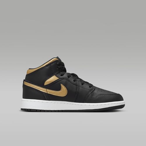 Jordan Big Kid's 1 Mid Black/Metallic Gold-White (DQ8423 071) - 73