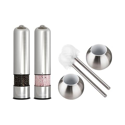 Electric Salt and Pepper Grinder + Steel Toilet Brush and Holder Cover