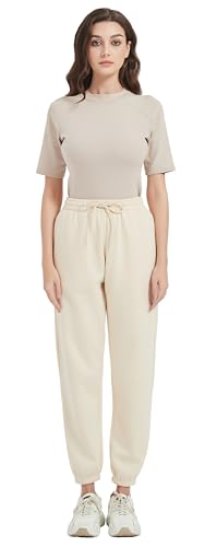 Image of Tronjori Womens High Waisted Pull on Baggy Fleece Lined Sweatpants Fall Winter Athletic Joggers Lounge Trousers Cinch Bottom