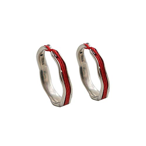 Bague de mariage couple avec corde rouge et anneau argenté