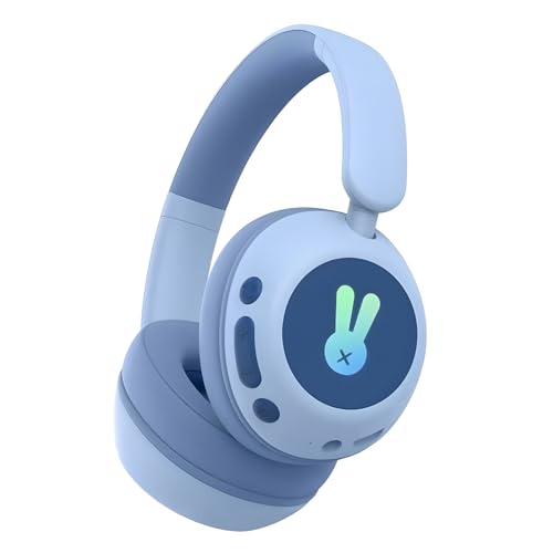 SITOAT 子供ヘッドホン Bluetooth6.0 キッズモード 85db音量制限 聴覚保護 通話マイク搭載 ワイヤレス オーバーイヤーヘッドホン オンライン授業 音楽 会話 無線有線両用 LED ライト 学生 成人 兼用 スマートホン ゲーム機 PCなど適用 ギフト （ブルー）
