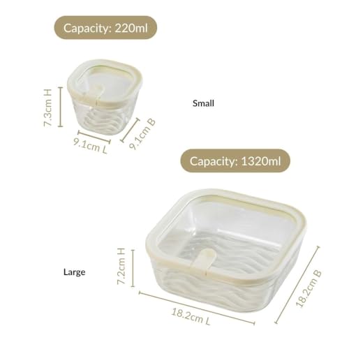 Image of Nestasia Vento Glass Containers with Lid Set of 5 (220ml x 4, 1320ml x 1) - Microwave, Refrigerator & Dishwasher Safe Containers with Air Vent Lid for Fridge Storage (Cream)