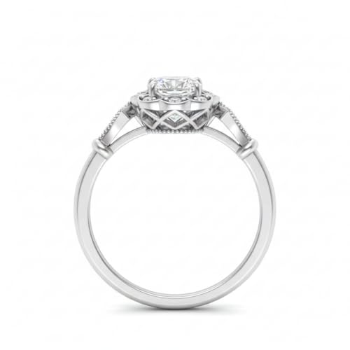 Image of Choose Your Gemstone Vintage Halo Diamond CZ Engagement Ring Sterling Silver Cushion Shape Vintage Engagement Rings Minimal Modern Design Birthday Gift Wedding Gift US Size 4 to 12
