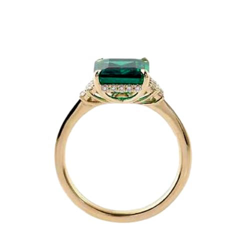 Bague émeraude carrée en argent anti-ternissement et moissanite scintillante RNG-1266
