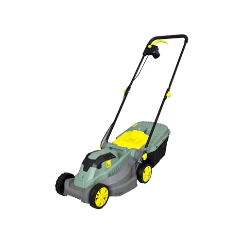 Rasaerba Elettrico Regolabile 3 Posizioni - Tagliaerba 50Hz, con Serbatoio 30L e Ruote 14cm, Diametro di Taglio 320mm, IPX4, 1200W, 230V, 132x46x105cm