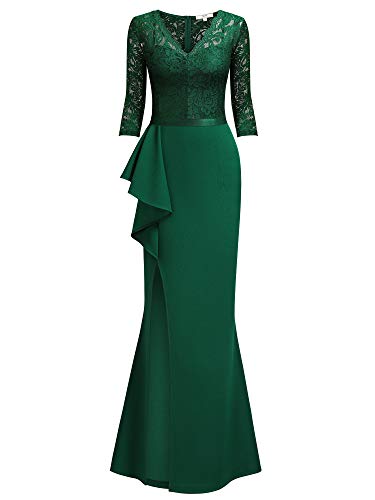 Image of MISSMAY Women's Vintage Floral Lace Ruffle Half Sleeve Evening Party Formal Long Dress
