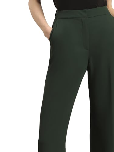 Image of VERO Moda Women's Relaxed 'Desk-to-Dinner' Straight Fit High Rise Stretch Formal Trousers | Formal Pants for Women
