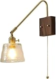 Dimensions : Applique murale à bras pivotant long en laiton Hauteur de l'abat-jour : 15 cm ; Diamètre de l'abat-jour : 13 cm ; Longueur du bras de la lampe : 30 cm ; Source lumineuse : E27, Puissance : 40 W ; Tension : AC110-240 V ; Couleur : noyer ; Matériau : laiton, verre, bois de noyer.