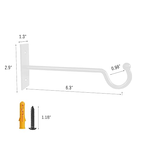 Silintion Wall Hook Hanging Plant Bracket- 2 Pack 6.3 Inch Heavy Duty 22 Lb Load Capacity- Indoor Or Outdoor Plant Hanger Shepherds Hook For Bird Feeders Lanterns Baskets And Wind Chimes(White) (2) #TOP1