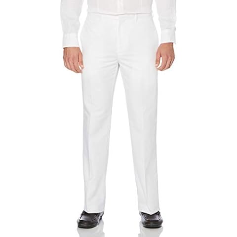 Cubavera Men's Linen-Cotton Herringbone-Textured Pant, Bright White, 34W x 30L Cover