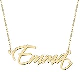 UMAGICBOX Collar personalizado con nombre delicado de acero inoxidable chapado en oro de 18 quilates hipoalergénico no se descolora con grabado personalizado con inicial colgante con placa de joyería,