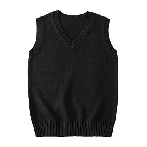 Blostirno Women’s Sweater Vest V Neck JK Uniform Kint Vests Solid Classic Sleeveless Pullover Sweaters Tops