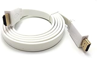 MainCore White 3m Long Flat HDMI to HDMI Cable/Lead Ultra HD (4K) 3D-compatible + Ethernet/network/Gold-Plated (Available in 1m, 1.5m, 1.8m, 2m, 3m, 5m, 10m) (3m)