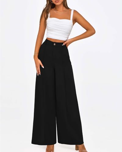 Zenlonr Womens Wide Leg Pants 2025 Casual High Waist Long Palazzo Trouser Loose Business Work Pants Summer Clothes2